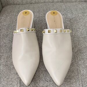 White Studded Women's Mules